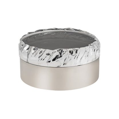 Atlas Lighting Cogar 7in Round Decorative Box | Transitional Polished Nickel Metal and Clear Acrylic Lid | Living Room & Bedroom | Model AC11189-01