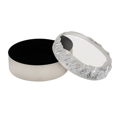 Atlas Lighting Cogar 7in Round Decorative Box | Transitional Polished Nickel Metal and Clear Acrylic Lid | Living Room & Bedroom | Model AC11189-01