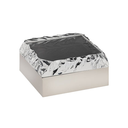 Atlas Lighting Cogar 7in Square Decorative Box | Transitional Polished Nickel Metal and Clear Acrylic Lid | Living Room & Bedroom | Model AC11190-01