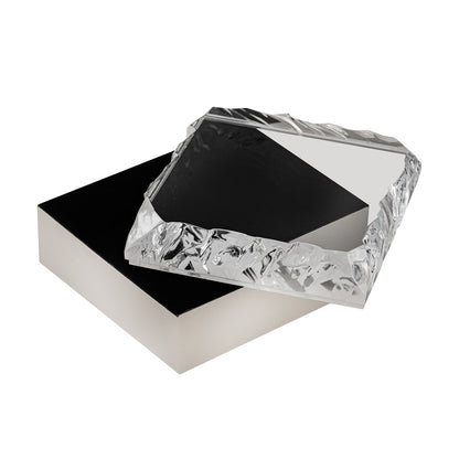 Atlas Lighting Cogar 7in Square Decorative Box | Transitional Polished Nickel Metal and Clear Acrylic Lid | Living Room & Bedroom | Model AC11190-01