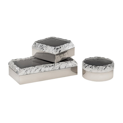Atlas Lighting Cogar 7in Square Decorative Box | Transitional Polished Nickel Metal and Clear Acrylic Lid | Living Room & Bedroom | Model AC11190-01
