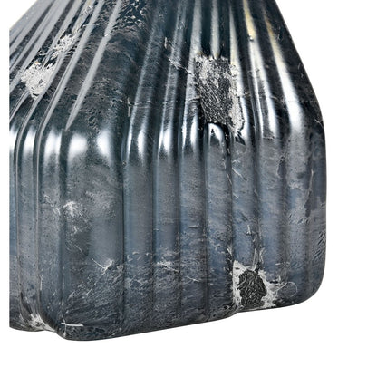 Atlas Lighting Cognate 8in Small Vase | Modern Aged Blue Ridged Glass with Mercury Finish | Living Room & Entryway Decor | Model AC11191-01