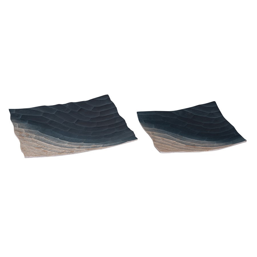 Atlas Lighting Colin Tray Set of 2 | Bronze Ombre Metal Serving Trays | Coffee Table & Kitchen Counter Organizer | 15 x 15 x 2 in | Model AC11192-01S