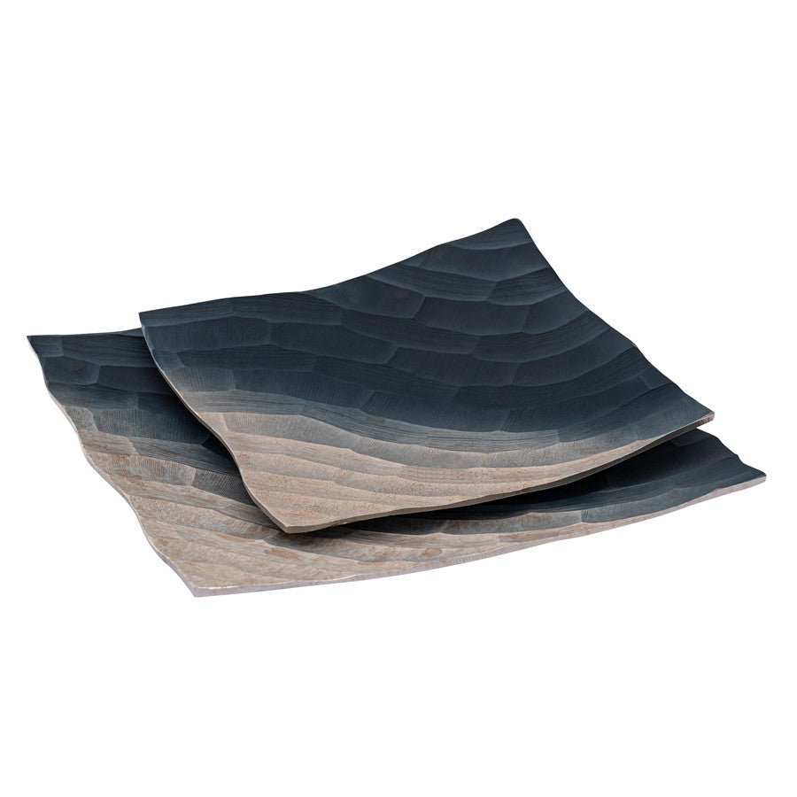 Atlas Lighting Colin Tray Set of 2 | Bronze Ombre Metal Serving Trays | Coffee Table & Kitchen Counter Organizer | 15 x 15 x 2 in | Model AC11192-01S
