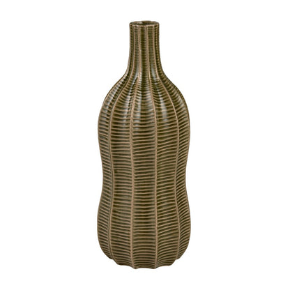 Atlas Lighting Collier Large Vase | Olive Earthenware Cactus-Textured Vase | Living Room & Entryway Decor | 6 x 6 x 16 in | Model AC11193-02