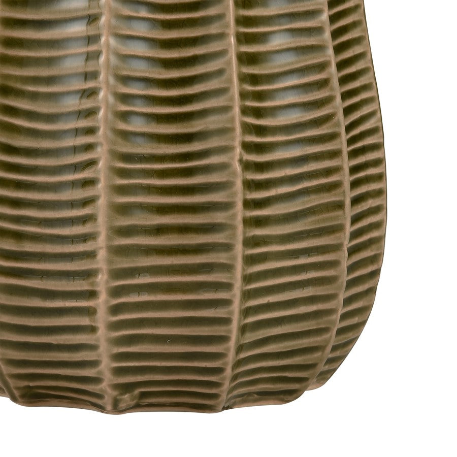 Atlas Lighting Collier Large Vase | Olive Earthenware Cactus-Textured Vase | Living Room & Entryway Decor | 6 x 6 x 16 in | Model AC11193-02