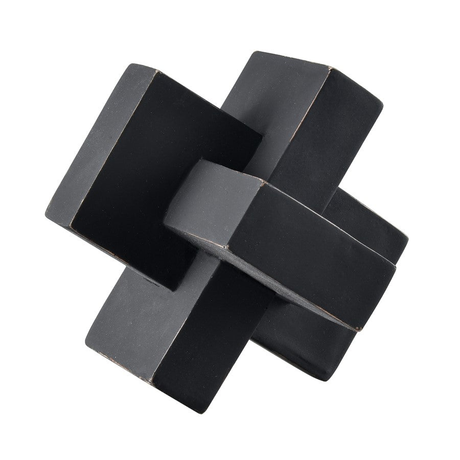 Atlas Lighting Colton Object | Black Composite Angular Sculpture | Bookshelf & Display Shelf Decor | 5 x 5 x 5 in | Model AC11194-01