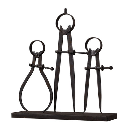 Atlas Lighting Compass/Caliper Set | Antique Black Metal | Bookshelf & Office Decor | 13.5 x 3.5 x 14.5 in | Model AC11195-01