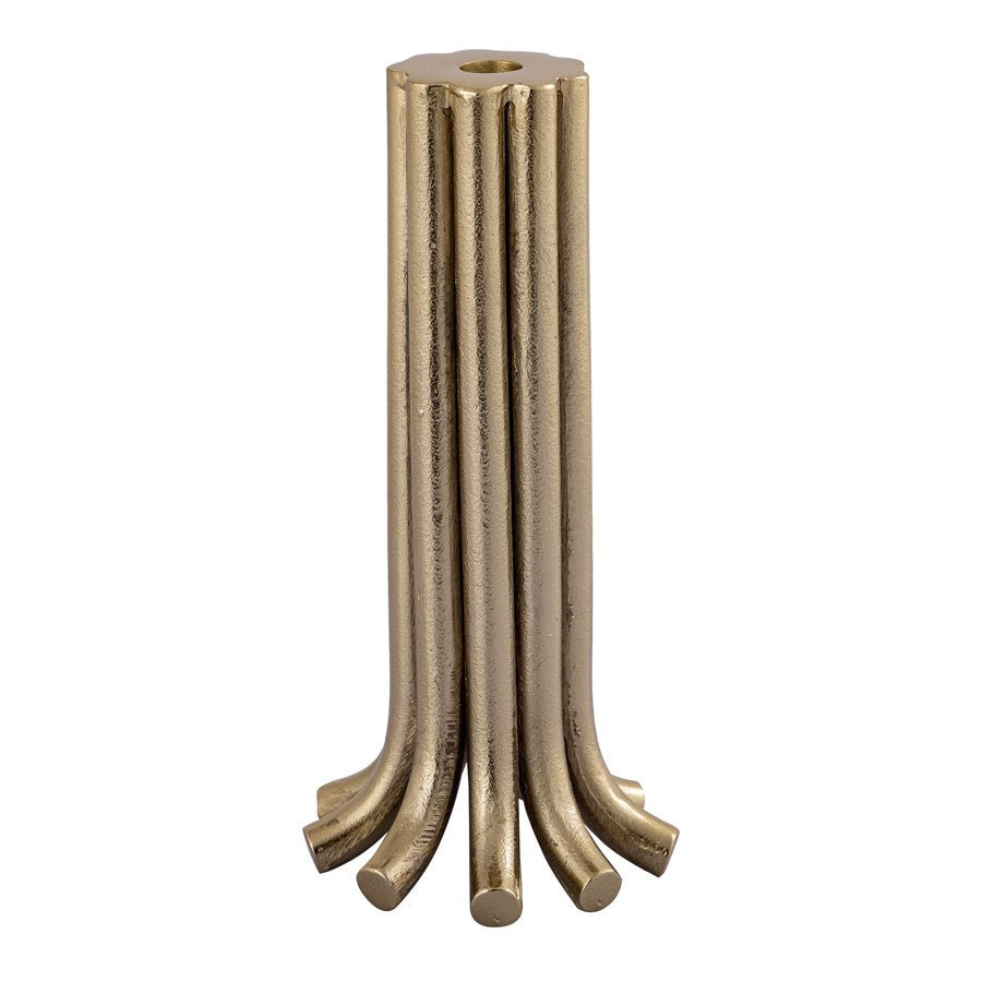 Atlas Lighting Contour Candleholder Set of 3 | Aged Brass Metal | Modern Mantel & Dining Table Decor | 5.5 x 5.5 x 12.25 in | Model AC11198-01S