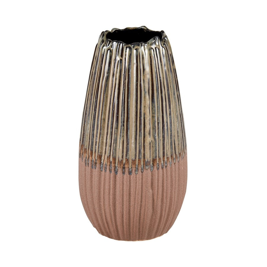 Atlas Lighting Cooper Small Vase | Transitional Champagne Gold Earthenware | Living Room & Entryway Decor | 5.5 x 5.5 x 10.75 in | Model AC11200-01