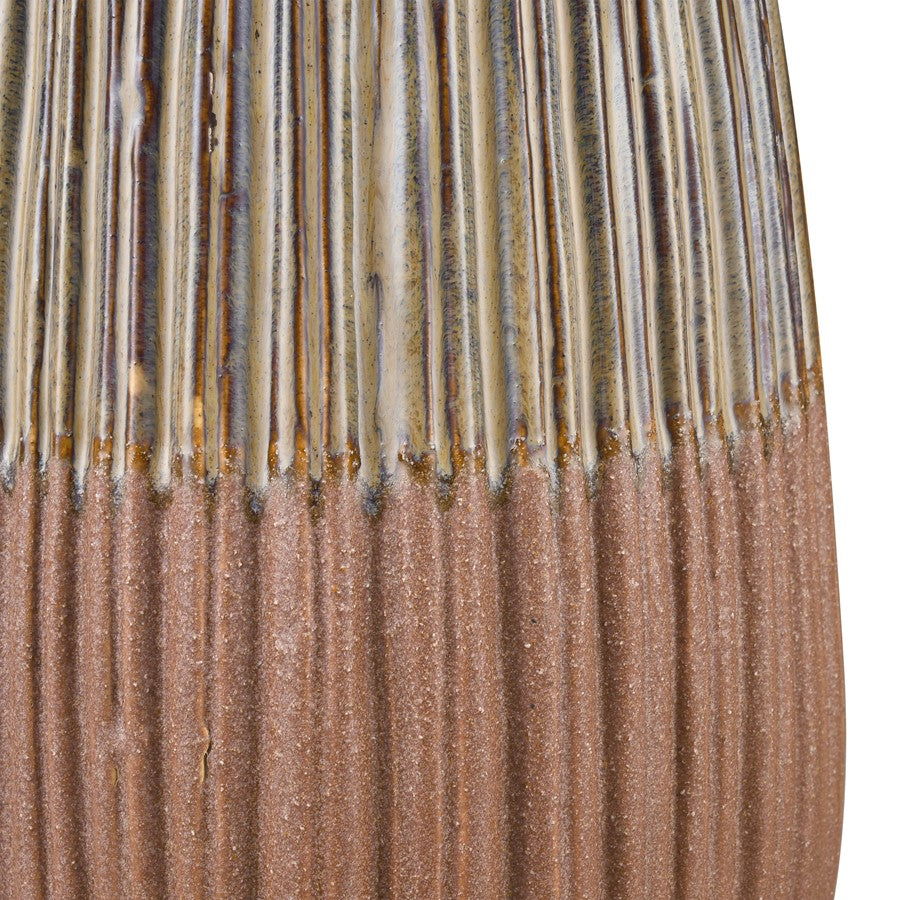 Atlas Lighting Cooper Large Vase | Transitional Champagne Gold Earthenware | Living Room & Entryway Decor | 6.5 x 6.5 x 13.5 in | Model AC11200-02