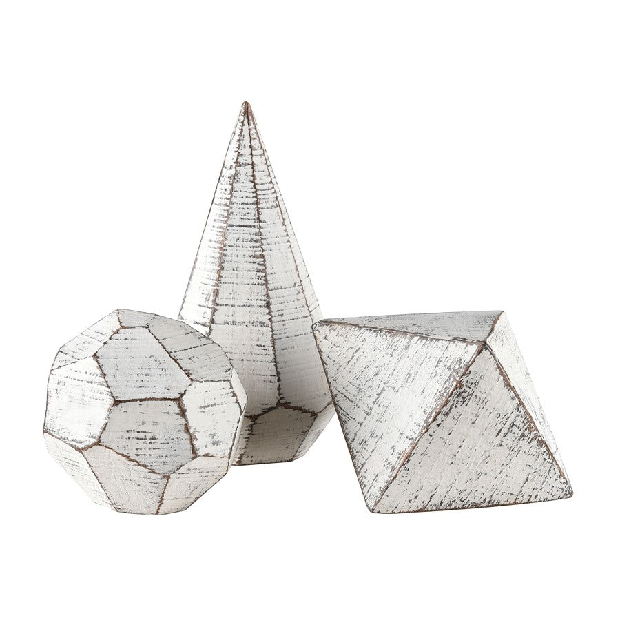 Atlas Lighting Copas Decorative Objects Set of 3 | Modern Whitewash Composite | Shelf & Mantel Decor | 3.75 x 3.75 x 7.5 in | Model AC11201-01S