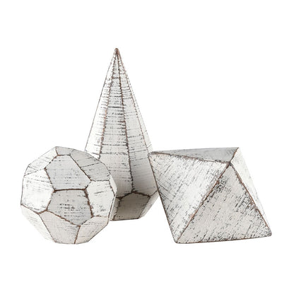 Atlas Lighting Copas Decorative Objects Set of 3 | Modern Whitewash Composite | Shelf & Mantel Decor | 3.75 x 3.75 x 7.5 in | Model AC11201-01S