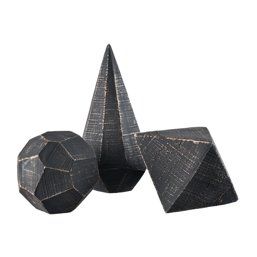 Atlas Lighting Copas Decorative Objects Set of 3 | Modern Blackwash Composite | Shelf & Mantel Decor | 3.75 x 3.75 x 7.5 in | Model AC11201-02S