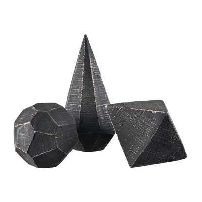 Atlas Lighting Copas Decorative Objects Set of 3 | Modern Blackwash Composite | Shelf & Mantel Decor | 3.75 x 3.75 x 7.5 in | Model AC11201-02S