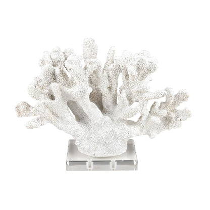 Atlas Lighting Coral Set of 2 White Resin Sculptures | Modern Organic Decor | Shelf & Tabletop Accent | 11.75 x 5 x 8.25 in | Model AC11203-01S