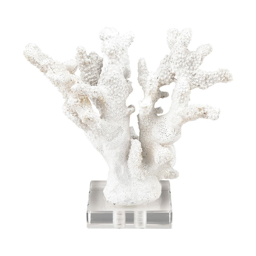Atlas Lighting Coral Set of 2 White Resin Sculptures | Modern Organic Decor | Shelf & Tabletop Accent | 11.75 x 5 x 8.25 in | Model AC11203-01S