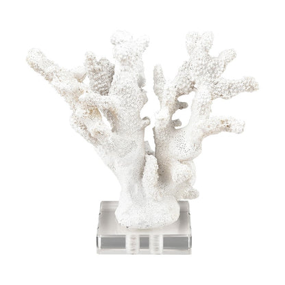 Atlas Lighting Coral Set of 2 White Resin Sculptures | Modern Organic Decor | Shelf & Tabletop Accent | 11.75 x 5 x 8.25 in | Model AC11203-01S