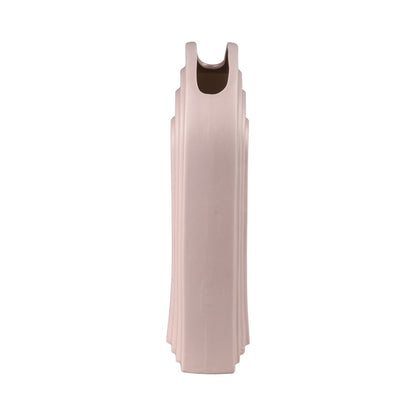 Atlas Lighting Corin 9in Light Pink Earthenware Vase | Modern Sculptural Demilune | Shelf & Tabletop Accent | 5.5 x 2.5 x 9 in | Model AC11204-01