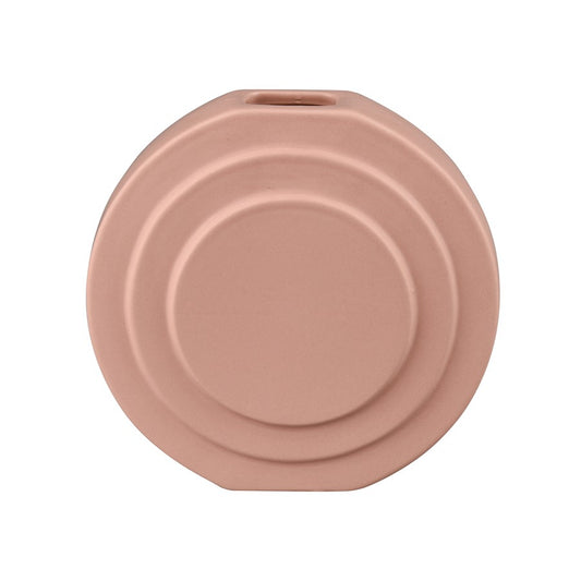 Atlas Lighting Corin Small Vase | Pink Earthenware Modern Sculptural Decor | Living Room & Shelf Accent | 5in W x 2in D x 5.75in H | Model AC11206-01