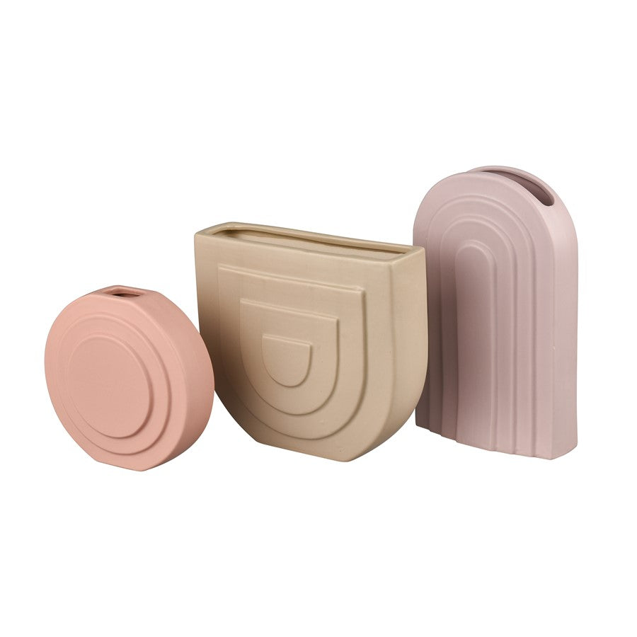 Atlas Lighting Corin Small Vase | Pink Earthenware Modern Sculptural Decor | Living Room & Shelf Accent | 5in W x 2in D x 5.75in H | Model AC11206-01