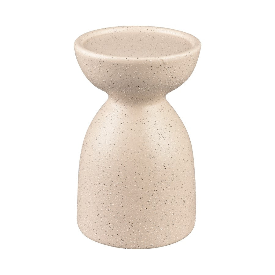 Atlas Lighting Corre Small Candleholder | Cream Earthenware Modern Pedestal | Dining Table & Shelf Accent | Model AC11209-01