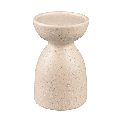 Atlas Lighting Corre Small Candleholder | Cream Earthenware Modern Pedestal | Dining Table & Shelf Accent | Model AC11209-01
