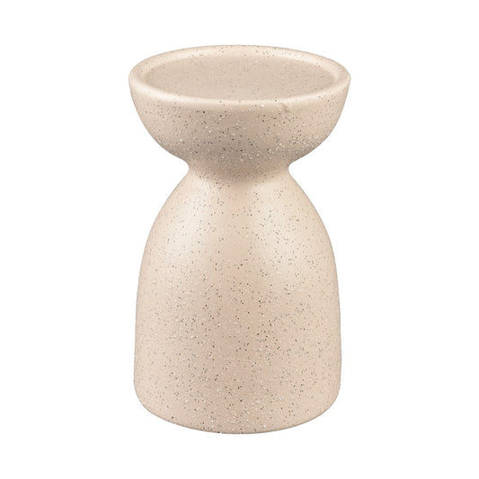 Atlas Lighting Corre Small Candleholder | Cream Earthenware Modern Pedestal | Dining Table & Shelf Accent | Model AC11209-01
