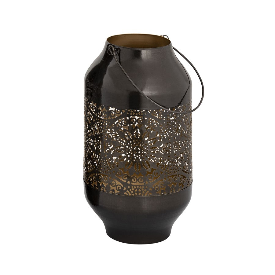 Atlas Lighting Culler Lantern Set of 2 | Traditional Gloss Black Metal | Patio & Entryway Decor | 8 x 8 x 16.5 in | Model AC11216-01S