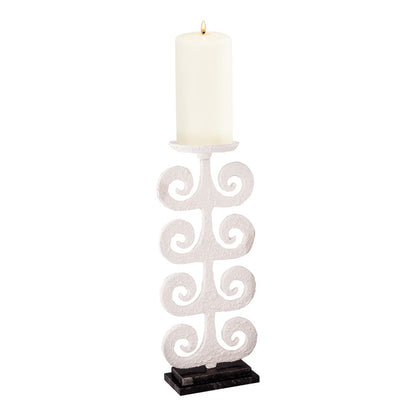 Atlas Lighting Curled Fern Candleholder | Transitional White Metal & Black Stone | Mantel & Tabletop Decor | 8 x 5 x 19 in | Model AC11217-01