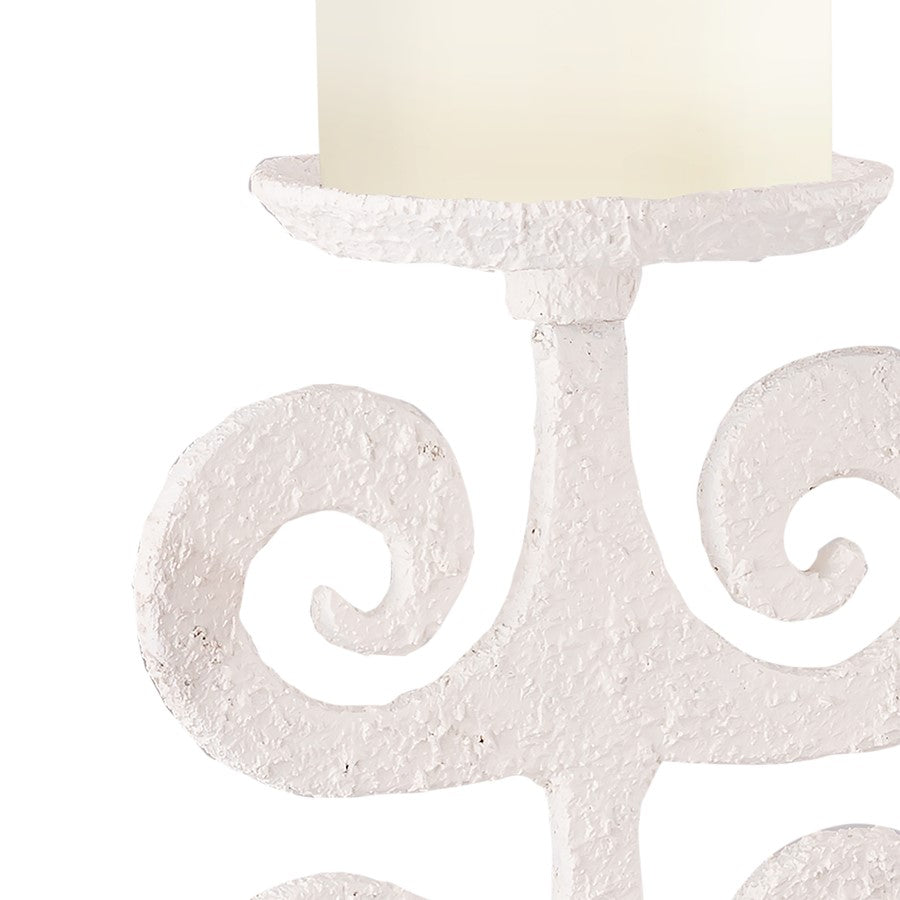 Atlas Lighting Curled Fern Candleholder | Transitional White Metal & Black Stone | Mantel & Tabletop Decor | 8 x 5 x 19 in | Model AC11217-01