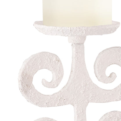 Atlas Lighting Curled Fern Candleholder | Transitional White Metal & Black Stone | Mantel & Tabletop Decor | 8 x 5 x 19 in | Model AC11217-01