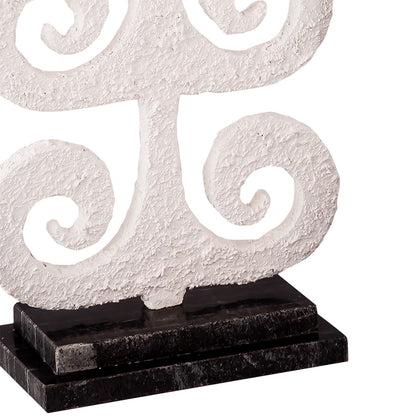 Atlas Lighting Curled Fern Candleholder | Transitional White Metal & Black Stone | Mantel & Tabletop Decor | 8 x 5 x 19 in | Model AC11217-01