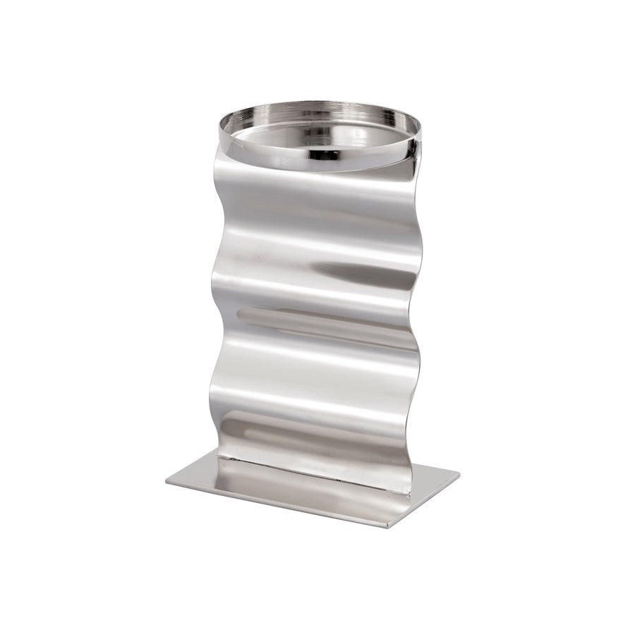 Atlas Lighting Curve Candleholder Set of 3 | Modern Polished Nickel Metal | Dining Table & Mantel Decor | 4.5 x 3.5 x 9.5 in | Model AC11219-01S