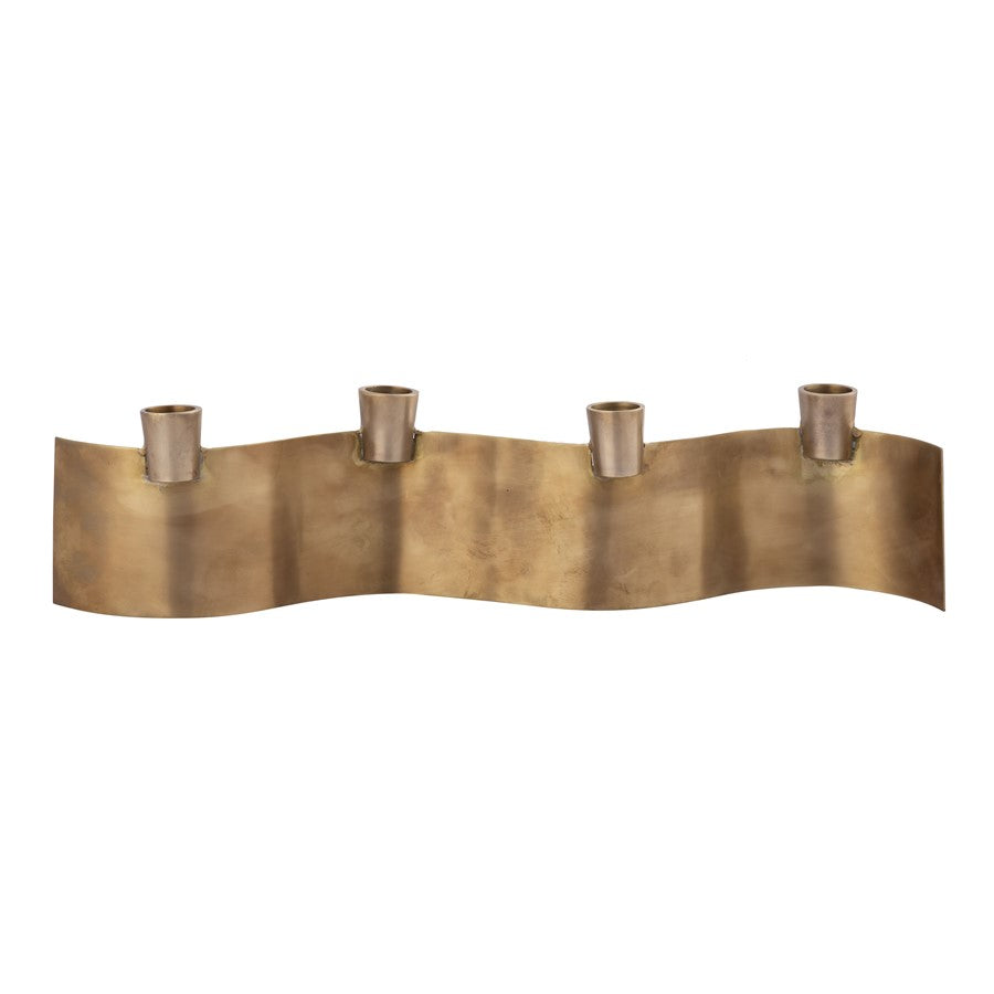 Atlas Lighting Curve Multi Candleholder | Modern Aged Brass Metal | Dining Table & Centerpiece Decor | 16 x 3 x 3.75 in | Model AC11220-01