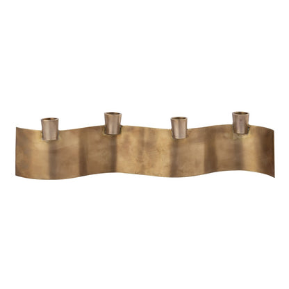 Atlas Lighting Curve Multi Candleholder | Modern Aged Brass Metal | Dining Table & Centerpiece Decor | 16 x 3 x 3.75 in | Model AC11220-01