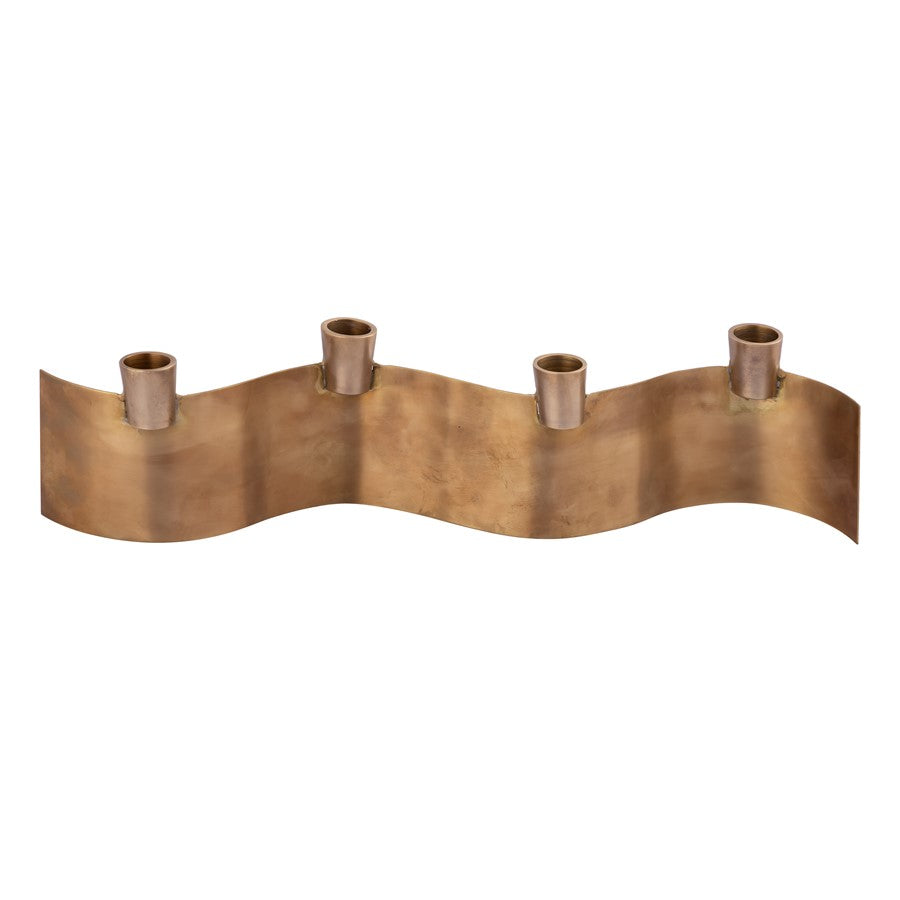 Atlas Lighting Curve Multi Candleholder | Modern Aged Brass Metal | Dining Table & Centerpiece Decor | 16 x 3 x 3.75 in | Model AC11220-01