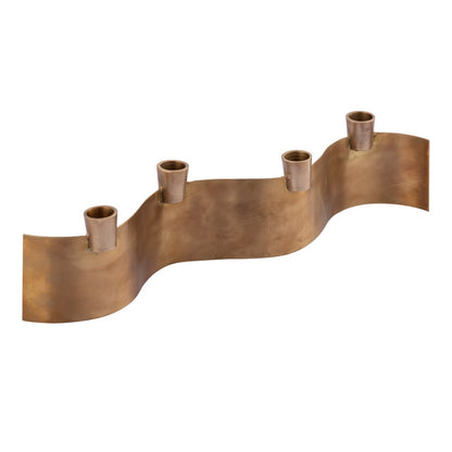 Atlas Lighting Curve Multi Candleholder | Modern Aged Brass Metal | Dining Table & Centerpiece Decor | 16 x 3 x 3.75 in | Model AC11220-01