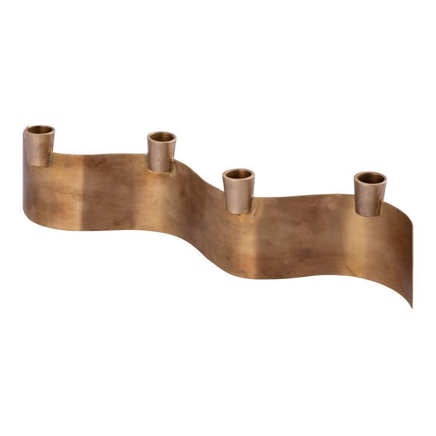 Atlas Lighting Curve Multi Candleholder | Modern Aged Brass Metal | Dining Table & Centerpiece Decor | 16 x 3 x 3.75 in | Model AC11220-01