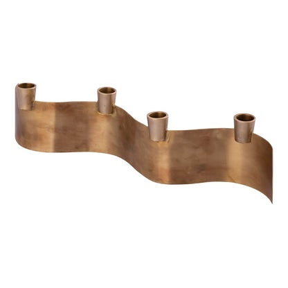 Atlas Lighting Curve Multi Candleholder | Modern Aged Brass Metal | Dining Table & Centerpiece Decor | 16 x 3 x 3.75 in | Model AC11220-01
