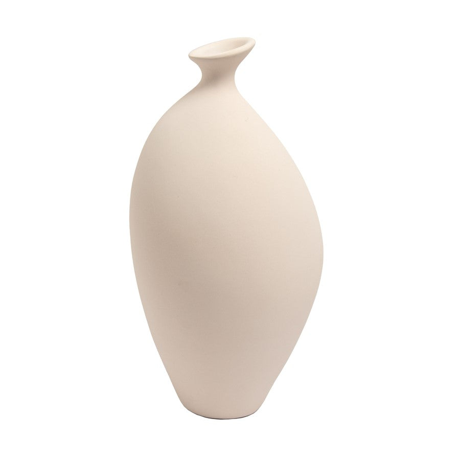 Atlas Lighting Cy Large Vase | Cream Earthenware Ceramic | Tabletop, Console & Shelf Decor | 7 x 8 x 16 in | Model AC11221-01