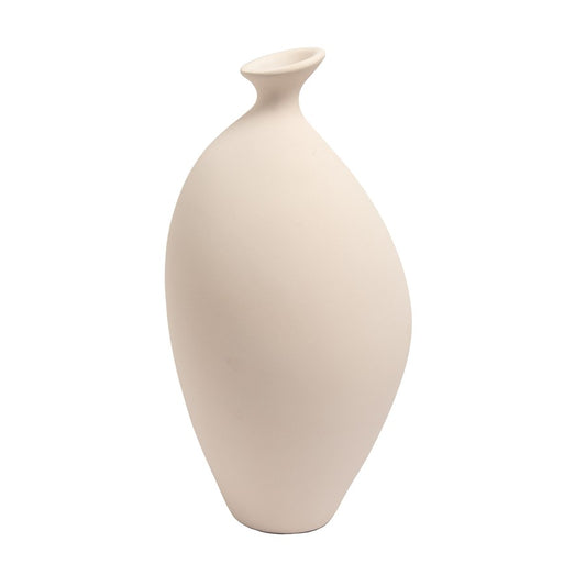 Atlas Lighting Cy Large Vase | Cream Earthenware Ceramic | Tabletop, Console & Shelf Decor | 7 x 8 x 16 in | Model AC11221-01