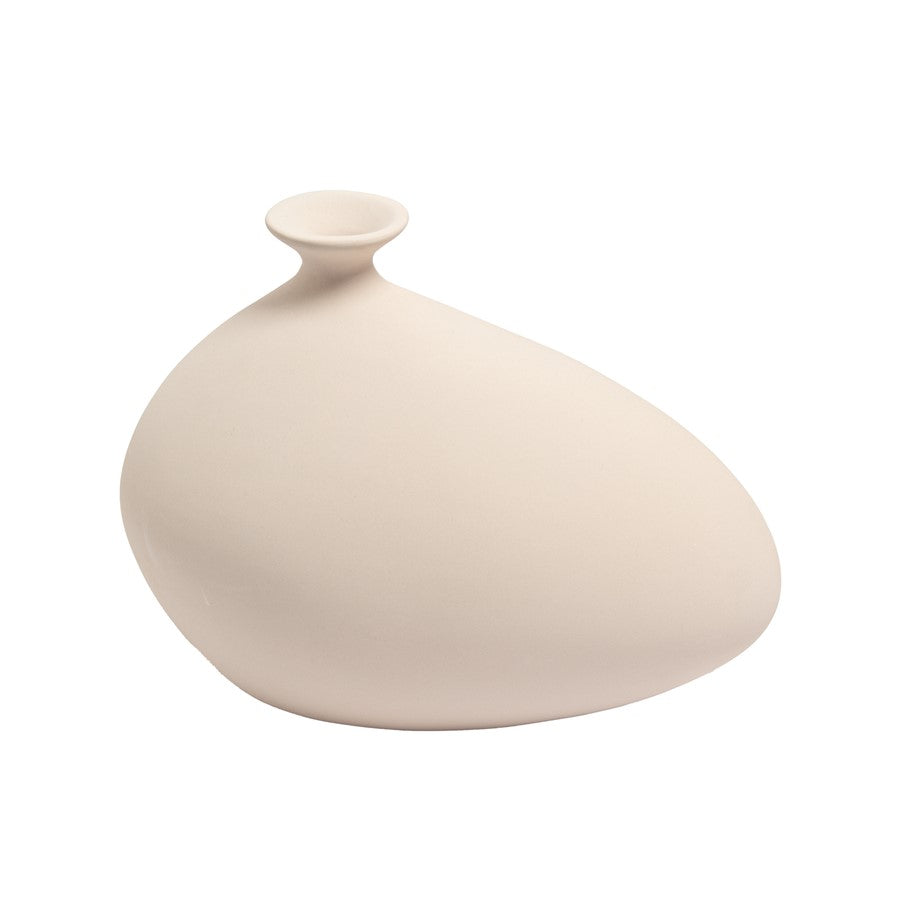 Atlas Lighting Cy Medium Vase | Cream Earthenware Ceramic | Tabletop, Console & Shelf Decor | 12 x 7 x 8 in | Model AC11222-01