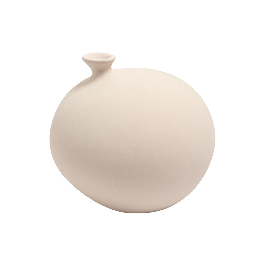 Atlas Lighting Cy Small Vase | Cream Earthenware Ceramic | Tabletop, Console & Shelf Decor | 8 x 8 x 8 in | Model AC11223-01