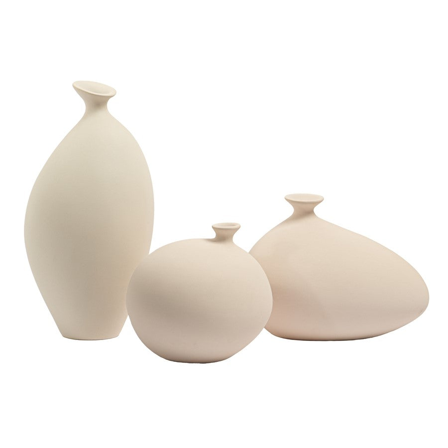 Atlas Lighting Cy Small Vase | Cream Earthenware Ceramic | Tabletop, Console & Shelf Decor | 8 x 8 x 8 in | Model AC11223-01