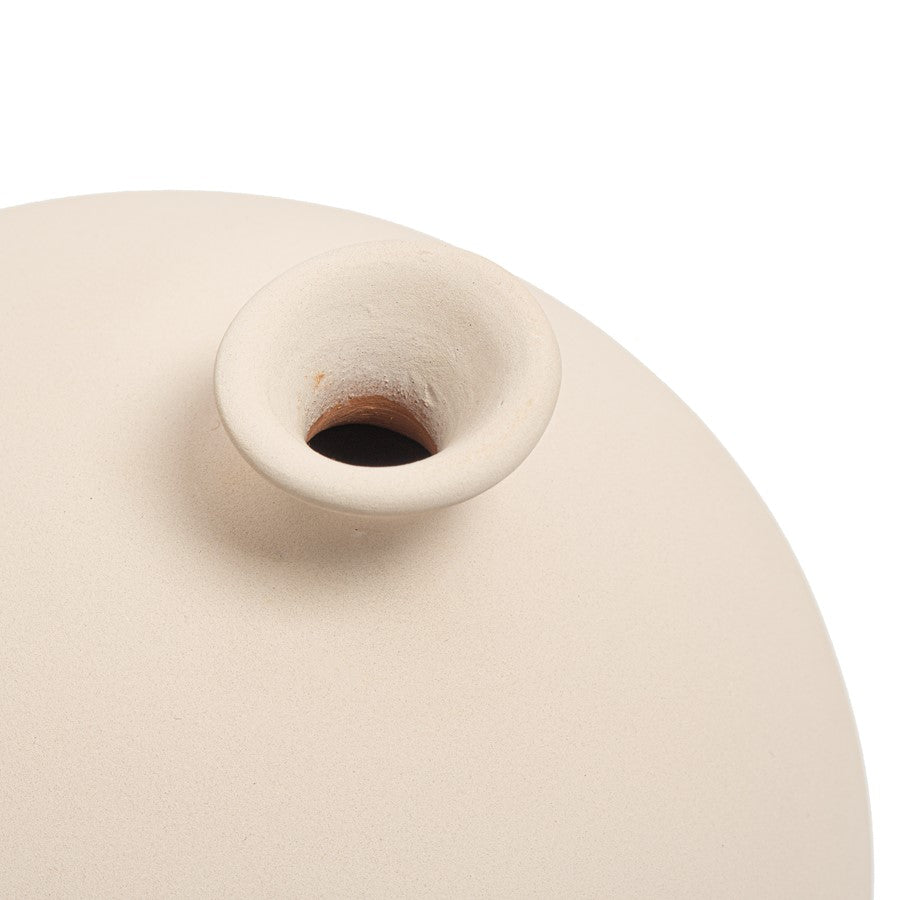 Atlas Lighting Cy Small Vase | Cream Earthenware Ceramic | Tabletop, Console & Shelf Decor | 8 x 8 x 8 in | Model AC11223-01