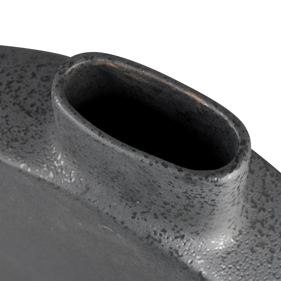 Atlas Lighting Damen Vase | Speckled Black Earthenware Ceramic | Tabletop, Console & Shelf Decor | 14 x 3 x 17 in | Model AC11225-01