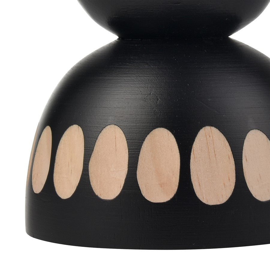 Atlas Lighting Dana Candleholder Set of 2 | Black Wood Composite with Tan Accents | Mantel & Shelf Decor | 4.75 x 4.75 x 13 in | Model AC11227-01S