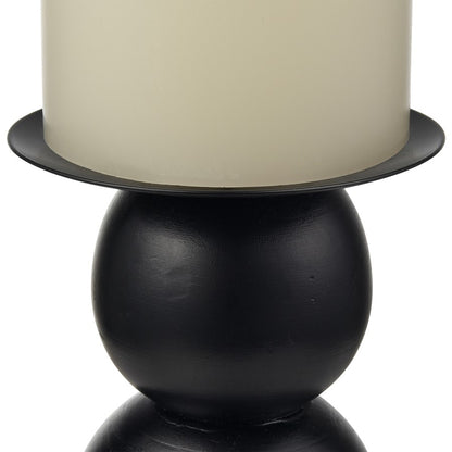 Atlas Lighting Dana Candleholder Set of 2 | Black Wood Composite with Tan Accents | Mantel & Shelf Decor | 4.75 x 4.75 x 13 in | Model AC11227-01S