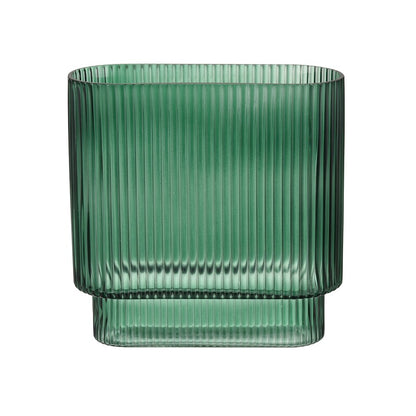 Atlas Lighting Dare Medium Vase | Emerald Green Glass with Art Deco Etching | Living Room & Shelf Display | 8 x 3.5 x 8 in | Model AC11231-01